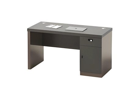 Schreibtisch Arbeitsplatz Schwarz Modern Look Stauraum Schloss Kabelkanäle
