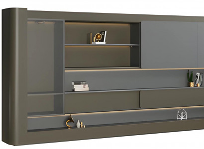 Büroschrank Aktenschrank Modern Schwarz Grau Regalwand LED Beleuchtung Stauraum