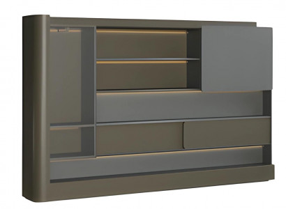 Büroschrank Regalwand Modern Schwarz Grau LED Beleuchtung Aktenschrank Stauraum