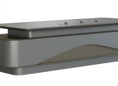 Schreibtisch Chefzimmer Modern Grau Schwarz Stauraum Kabelmanagement Luxus