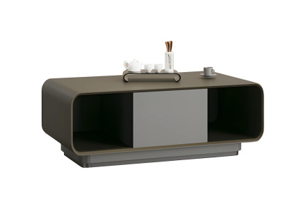 Couchtisch Wohnzimmertisch Modern Schwarz Grau Design Stauraum Ablage Minimal