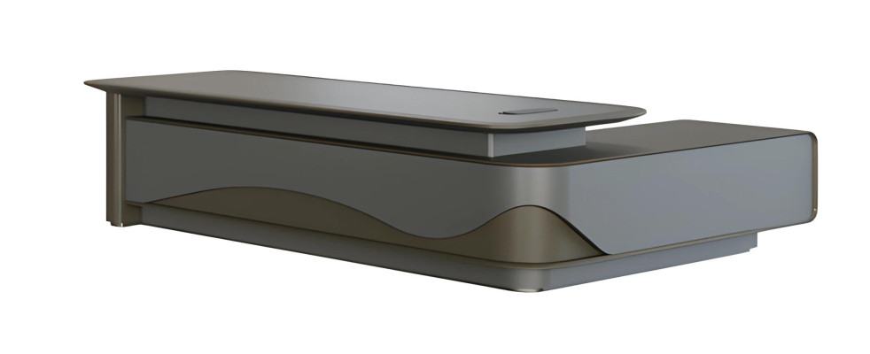 Schreibtisch Chefzimmer Modern Grau Schwarz Design Stauraum Wellenoptik Luxus