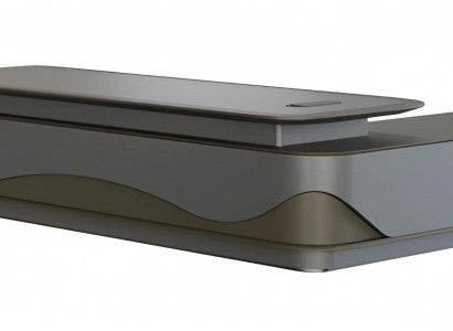 Schreibtisch Chefzimmer Modern Grau Schwarz Design Stauraum Wellenoptik Luxus