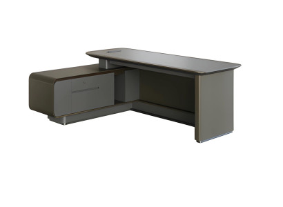 Schreibtisch Chefzimmer Modern Grau Schwarz Winkelschreibtisch Stauraum Design