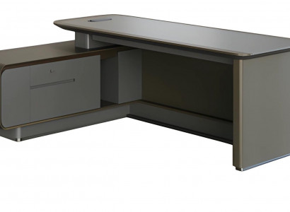 Schreibtisch Chefzimmer Modern Grau Schwarz Winkelschreibtisch Stauraum Design