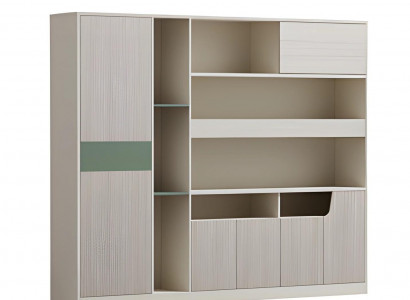 Büroschrank Aktenschrank Regal Modern Beige Grau Türen Fächer Glas Akzent offen