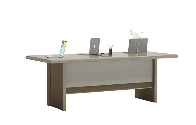 Eleganter Schreibtisch in Beige-Grau mit großzügiger Arbeitsfläche Ausstattung