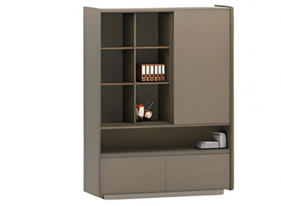 Moderner Büroschrank Braun mit Regalen und Schubladen für Aktenaufbewahrung