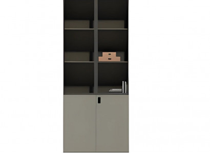 Moderner Büroschrank Braun mit Regalen und Schranktüren für Büroaufbewahrung