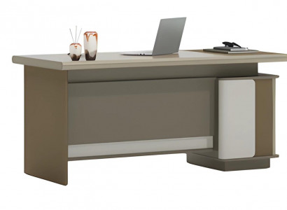 Schreibtisch Braun und Grau mit Schubladen und Stauraum für modernes Büro