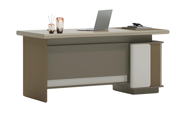 Schreibtisch Braun und Grau mit Schubladen und Stauraum für modernes Büro
