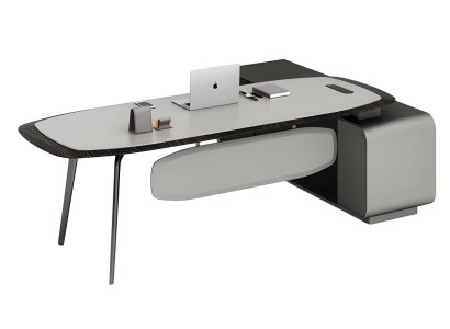 Moderner Schreibtisch Grau Schwarz mit Ablage Stauraum Elegantes Büro Design