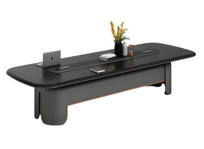 Modern Konferenztisch Elegantes Design Schwarze Tischplatte Große Arbeitsfläche