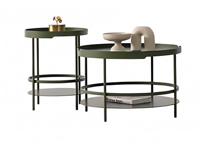 Tisch-Set Mitteltisch & Beistelltisch aus Holzfurnier Satztisch Tische