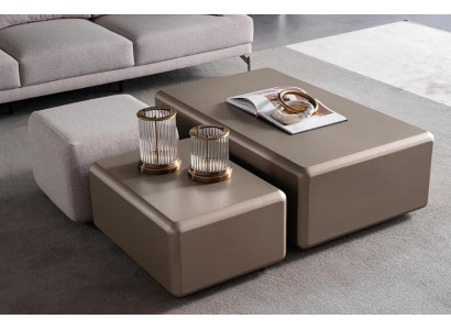 Beige Couchtisch und Hocker Set aus Textil modern und vielseitig