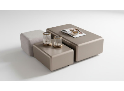 Beige Couchtisch und Hocker Set aus Textil modern und vielseitig