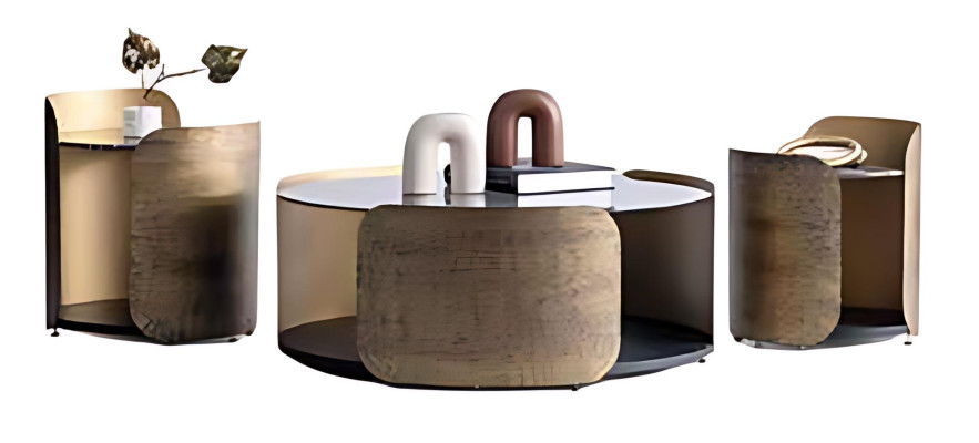 Moderner Couchtisch mit zwei stilvollen Beistelltischen