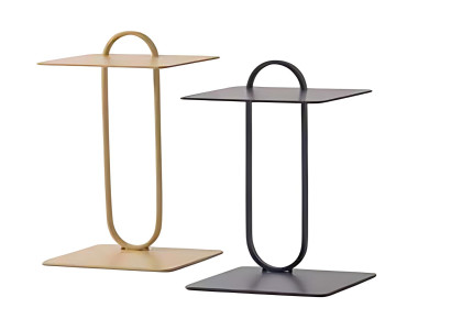 Zwei Beistelltische aus Edelstahl mit edler Tischplatte Satztisch