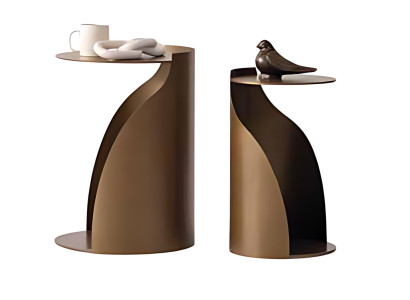 Elegantes Beistelltisch-Duo aus Edelstahl und Glas Satztisch