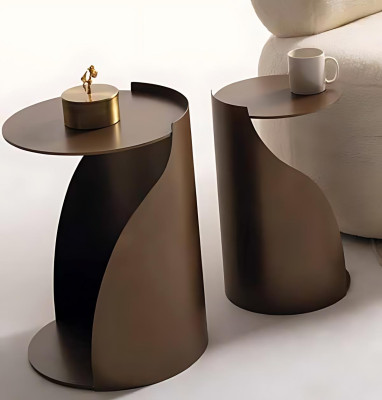 Elegantes Beistelltisch-Duo aus Edelstahl und Glas Satztisch