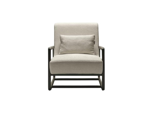 Beiger Textil-Sessel modern mit Holzrahmen