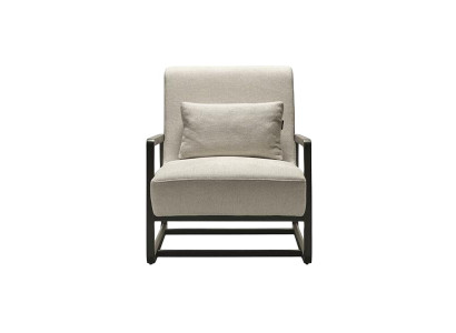 Beiger Textil-Sessel modern mit Holzrahmen