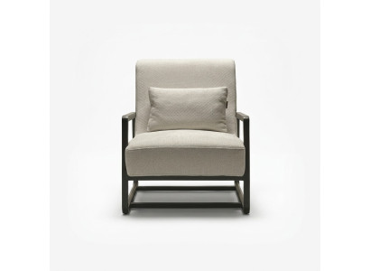 Beiger Textil-Sessel modern mit Holzrahmen