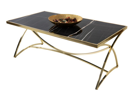 Couchtisch mit spektakulärer Tischplatte und geschwungenen Beinen