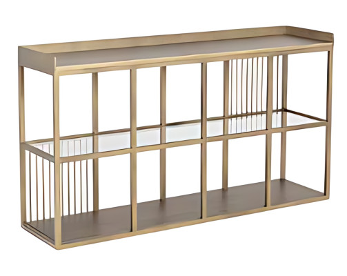 Konsolentisch Regal Offene Kommode 140x80cm Schrank Metall Glas