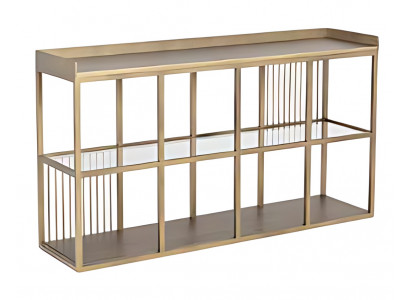 Konsolentisch Regal Offene Kommode 140x80cm Schrank Metall Glas