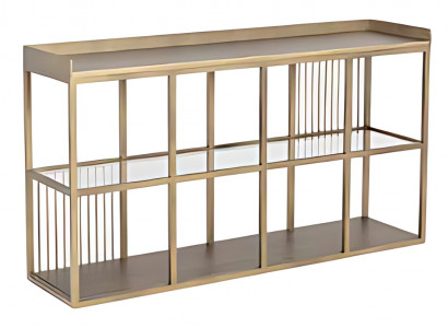 Konsolentisch Regal Offene Kommode 140x80cm Schrank Metall Glas