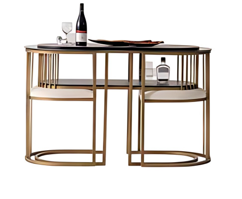 Schmaler Ovaler Tisch Seitentisch mit Sessel Bistro Restaurant Möbel 3tlg