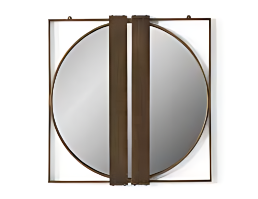 Wandspiegel mit rundem Spiegelglas in quadratischem Rahmen Spiegel