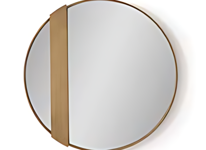 Wandspiegel mit rundem Glas eckigem Rahmen modern und stilvoll Spiegel