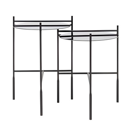 Zwei stilvolle Beistelltische Luxus Tisch Glastisch Blumenständer Metall