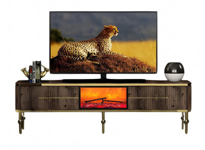 TV Lowboard Sideboard Wohnzimmerschrank Dekokamin Minimalistisch Stilvoll