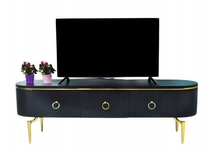 Schwarzer TV-Lowboard mit fließenden Formen und eleganten Linien