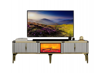 TV Lowboard Wohnzimmerschrank Sideboard mit Dekokamin Minimalistisch Modern