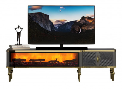 Wohnzimmerschrank TV Sideboard Dekokamin Elektrokamin Zeitlos Modern Desig