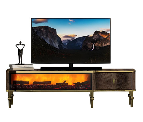 Fernsehtisch TV Lowboard Dekokamin Elektrokamin Wohnzimmerschrank Elegant