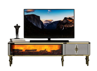 Wohnzimmerschrank TV Sideboard Dekokamin Elektrokamin Modern Zeitlos