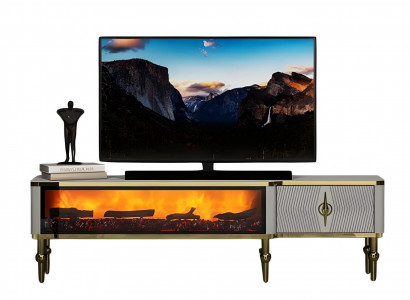 Wohnzimmerschrank TV Sideboard Dekokamin Elektrokamin Modern Zeitlos