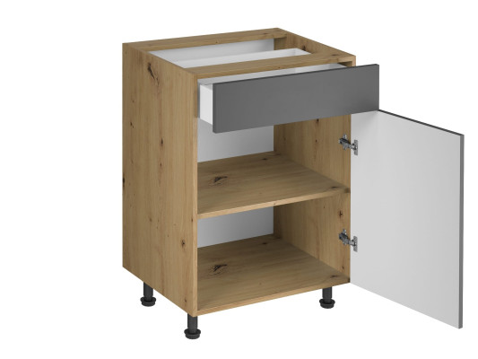 Basisunterschrank Küchenunterschrank mit Schublade 2 Ablagen Schrank