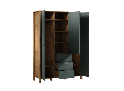 Großer Garderobenschrank Standkleiderschrank Kleiderstangen Schubladen