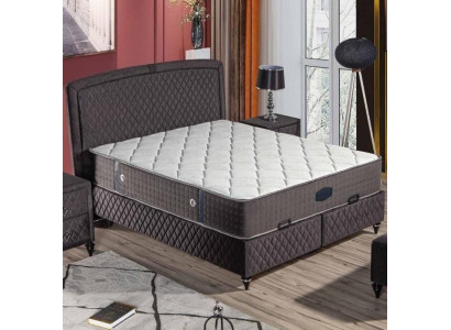 Schwarzes Textil-Holz Bett mit Matratze modern und elegant