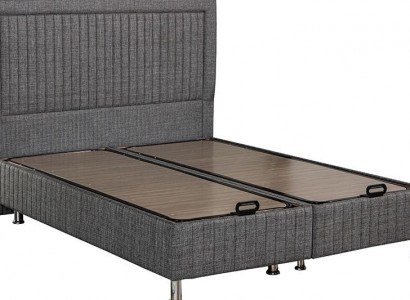 Modernes Graues Bett mit Matratze aus Textil und Edelstahl