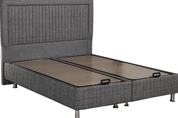 Modernes graues Bett mit Matratze aus Textil und Edelstahl