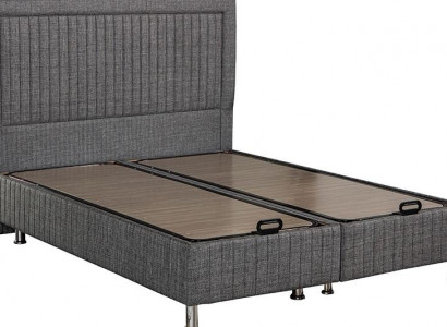 Modernes graues Bett mit Matratze aus Textil und Edelstahl