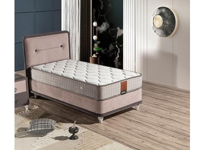 Beige Holz Textil Bett mit Matratze Elegant und Robust