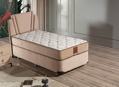 Beige Stoffbett mit Matratze Modern Schlafzimmermöbel